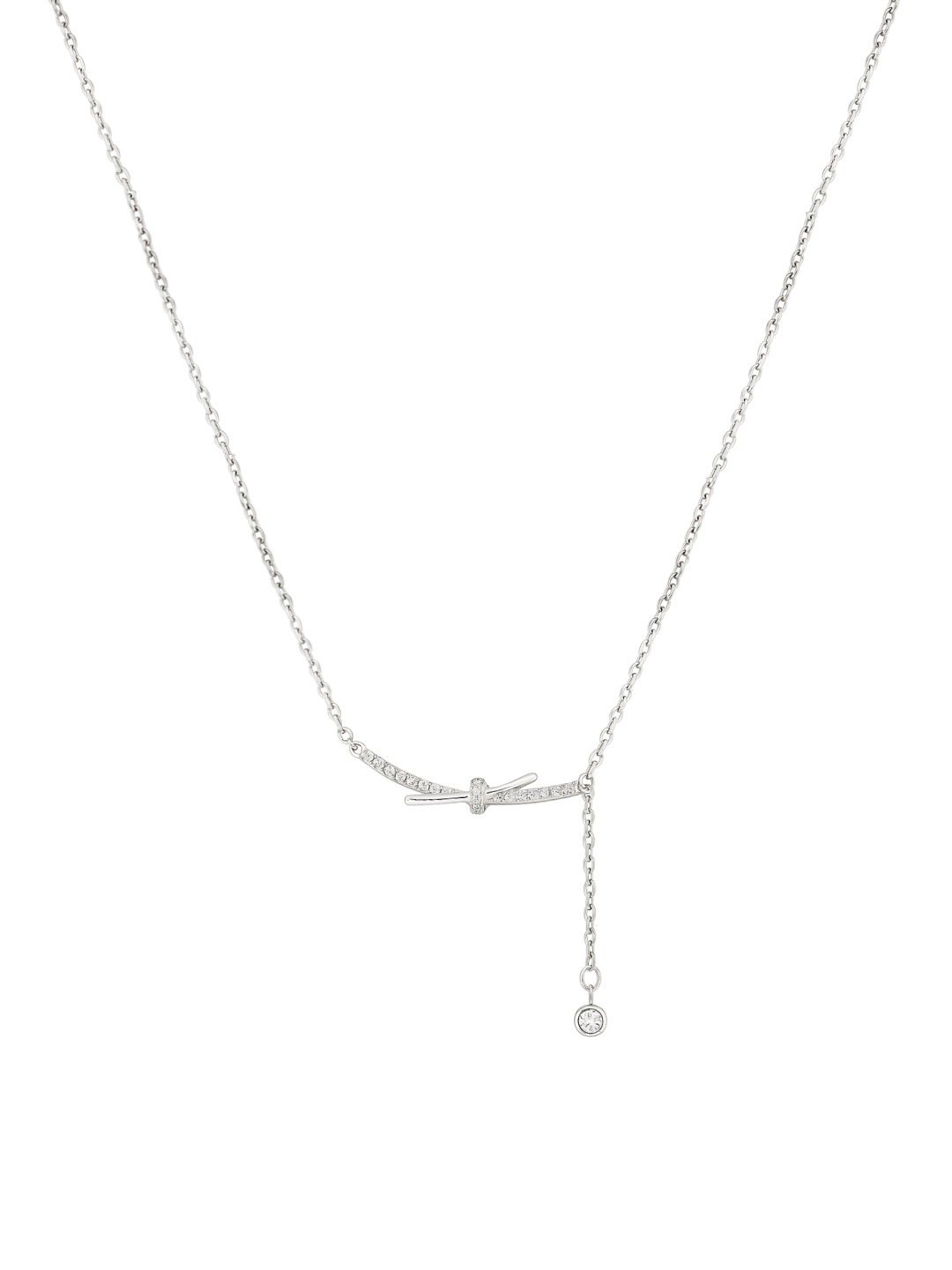 Bar Drop Knot Line 925 Sterling Silver Necklace For Women
