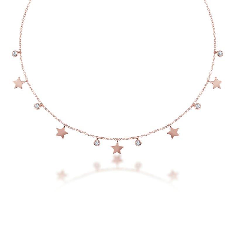 Rose Gold Solid Stars Queen 925 Sterling Silver Necklace