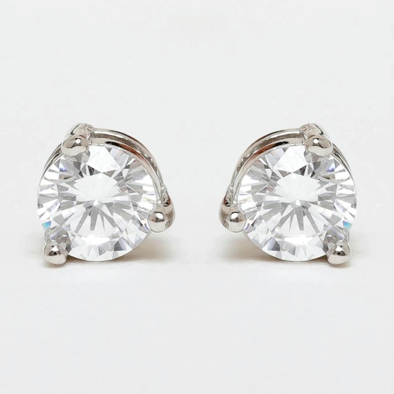 Silver Classic Round Single Solitaire 925 Sterling Silver Earrings