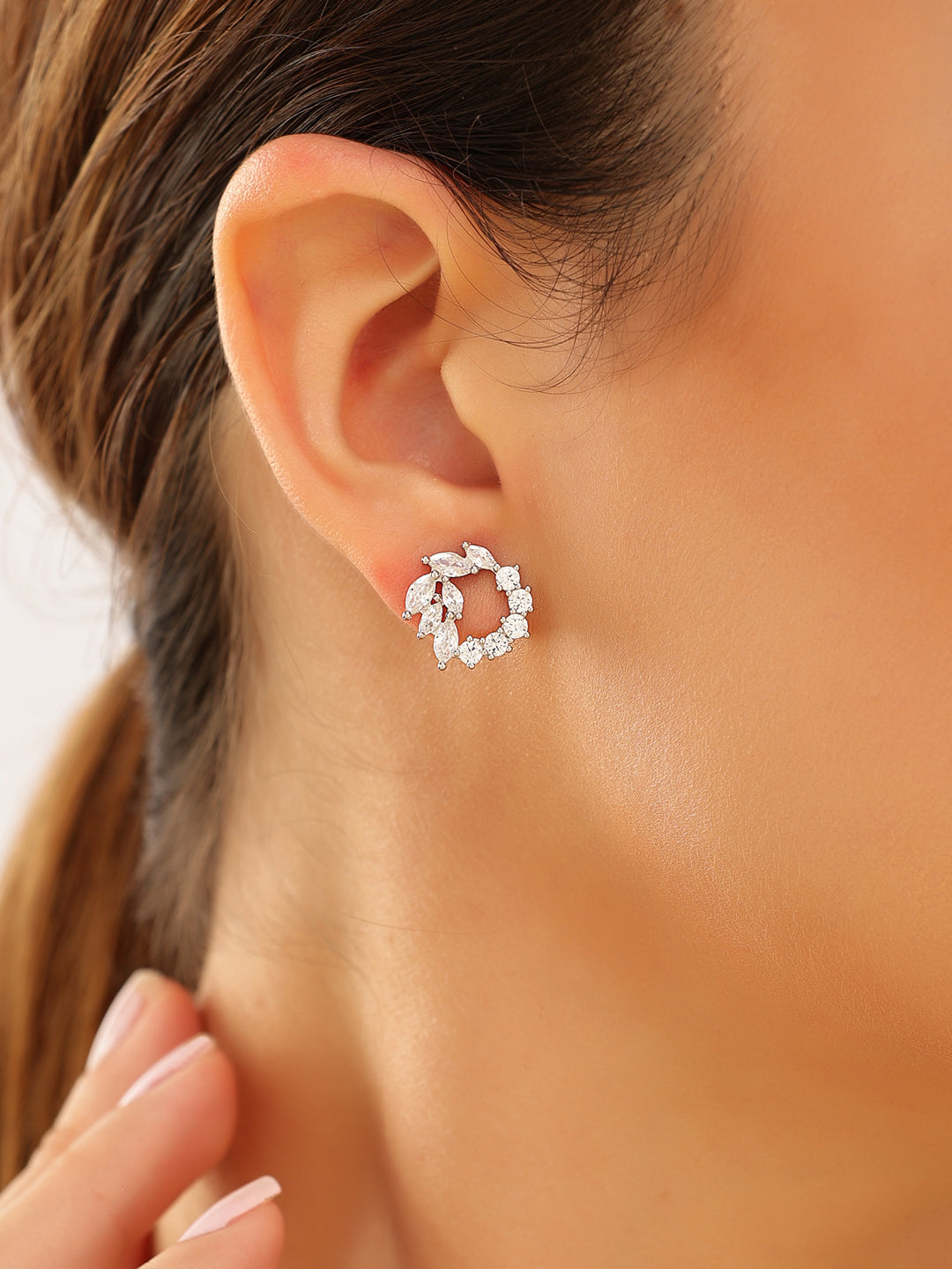 Silver Wreth Floral Studs 925 Sterling Silver Earrings