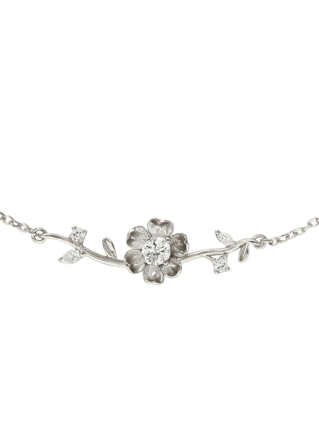 Blossom Vine 925 Sterling Silver Floral Pendant Necklace For Women