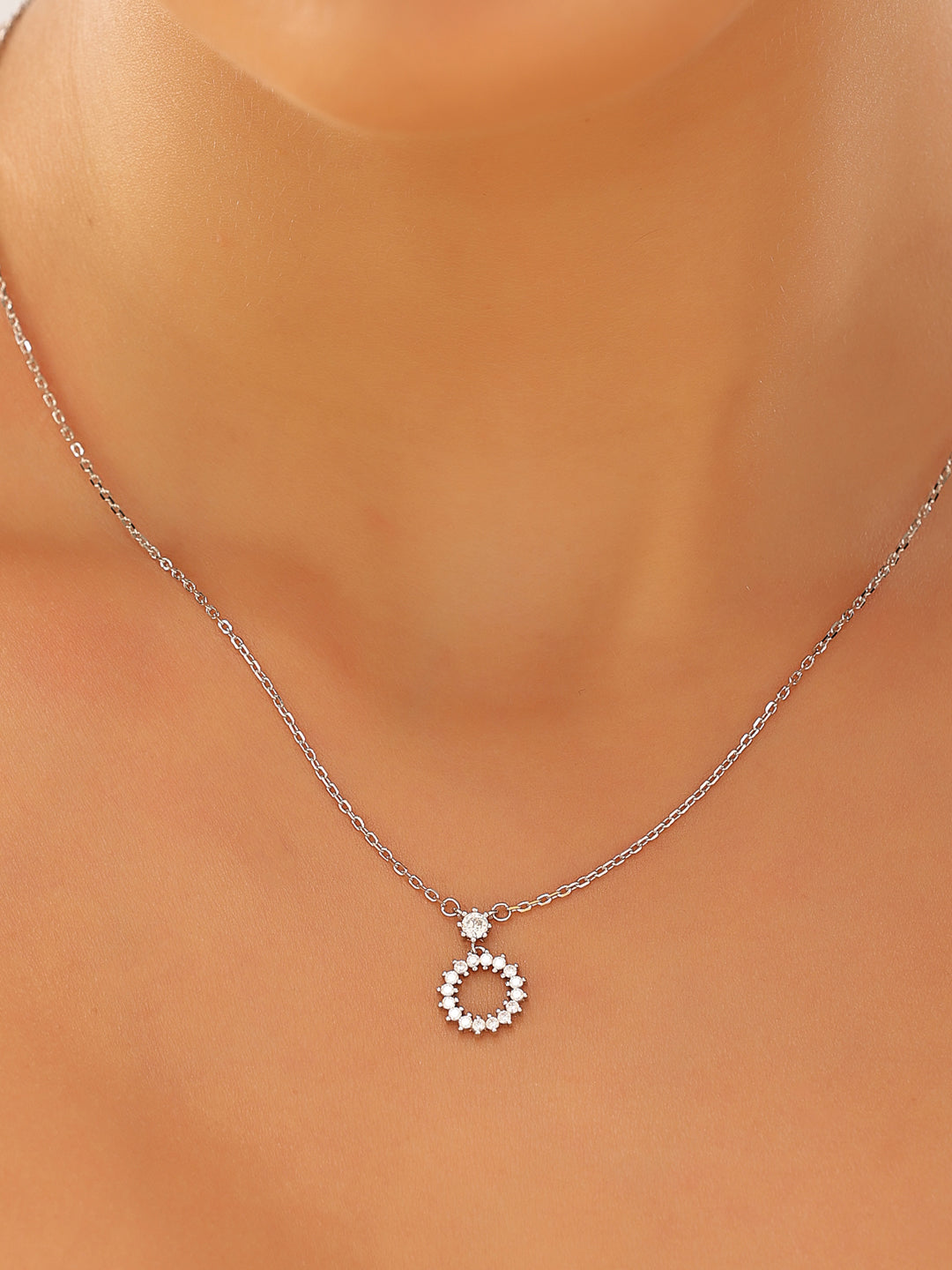 Sllver Round Pendent Everyday 925 Sterling Silver Necklace