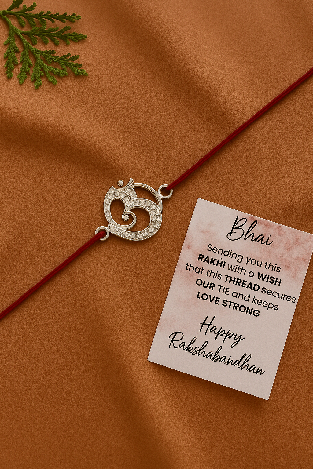 925 Sterling Silver studded Ganeshji OM Rakhi for Brother