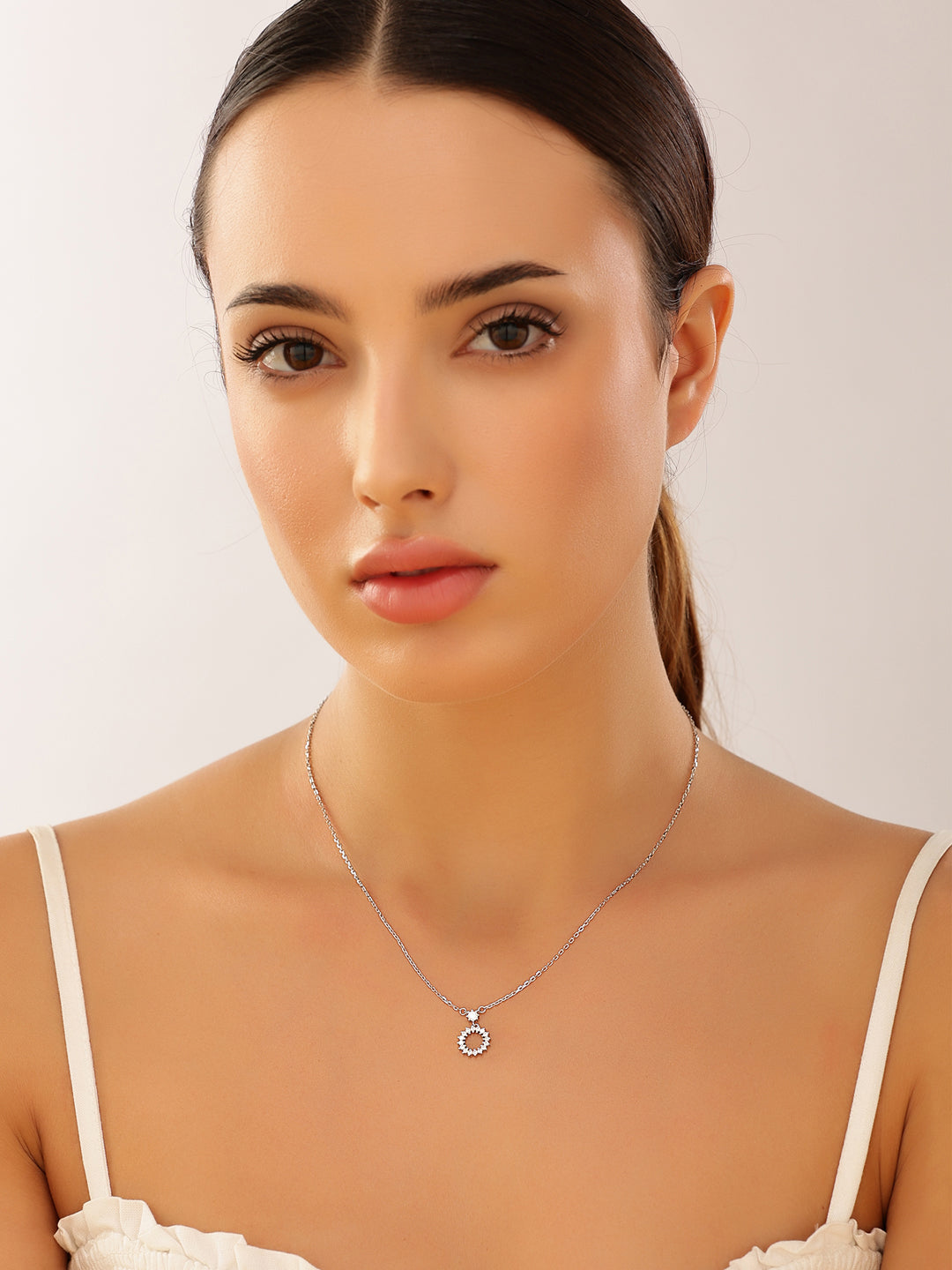 Sllver Round Pendent Everyday 925 Sterling Silver Necklace