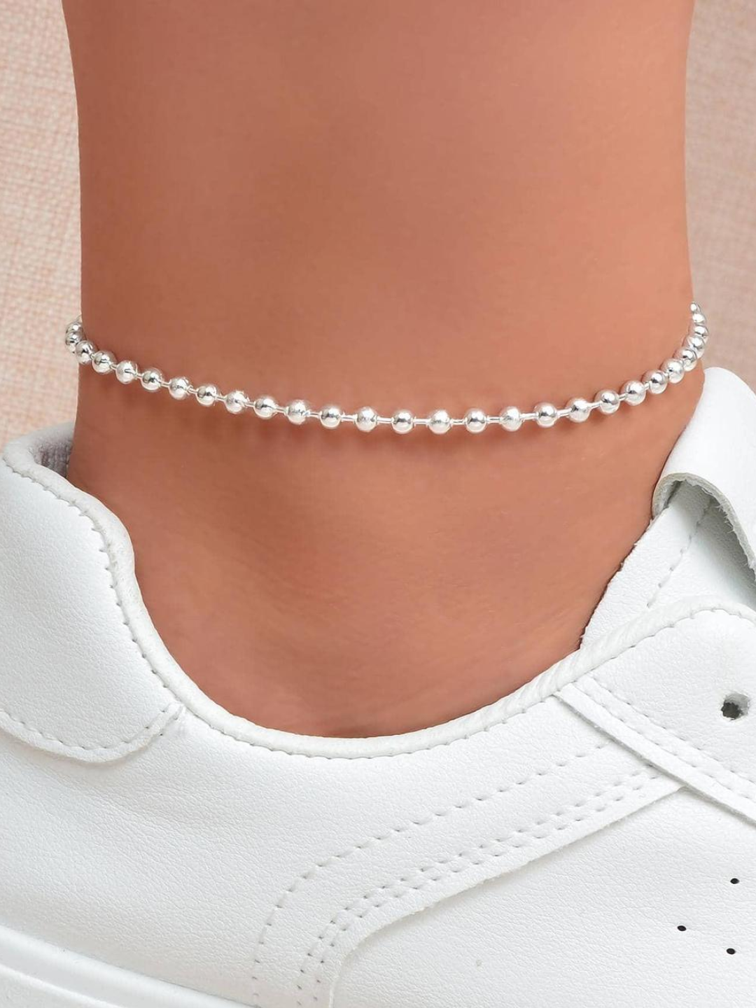 Silver Round Ball Payal 925 Sterling Silver Anklet (Set of 1)
