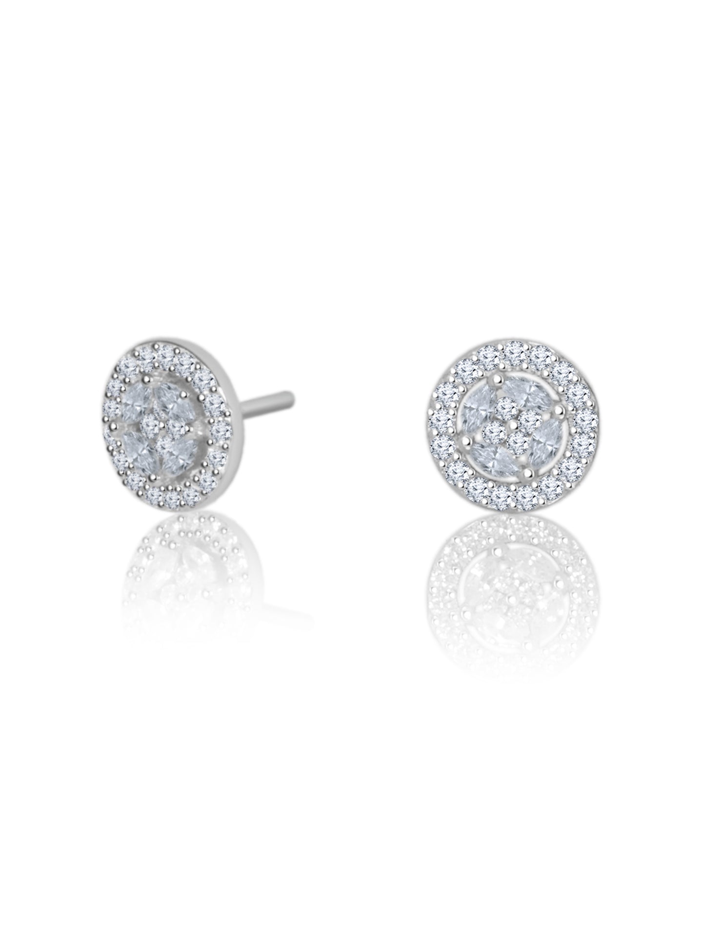 Silver Round Dazzling 925 Sterling Silver Earrings