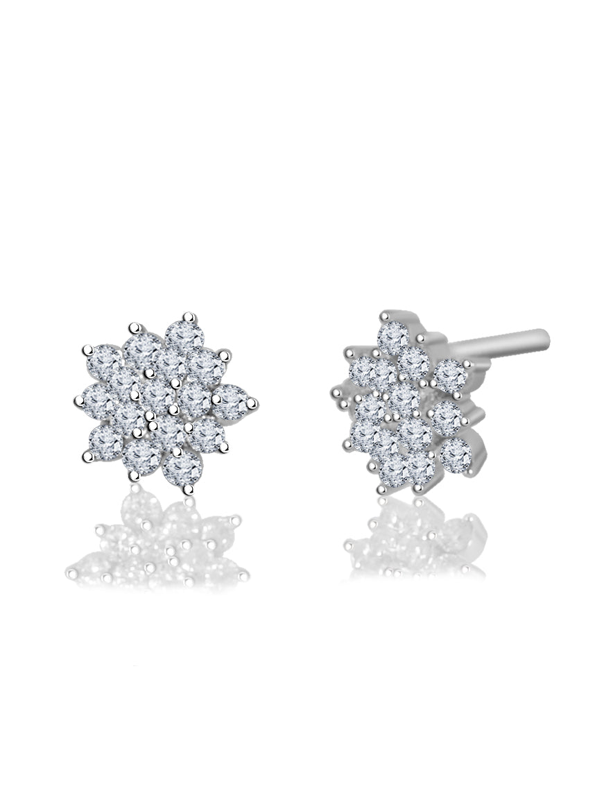 Silver Marigold Floral Studs 925 Sterling Silver Earrings