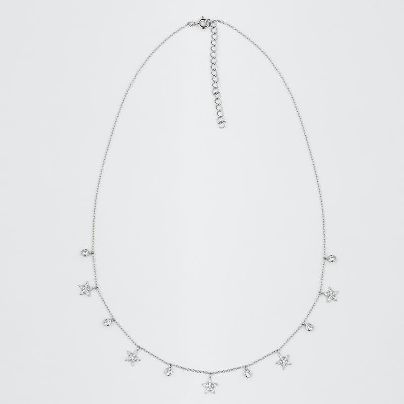 Silver Studded Star Light Charm 925 Sterling Silver Necklace