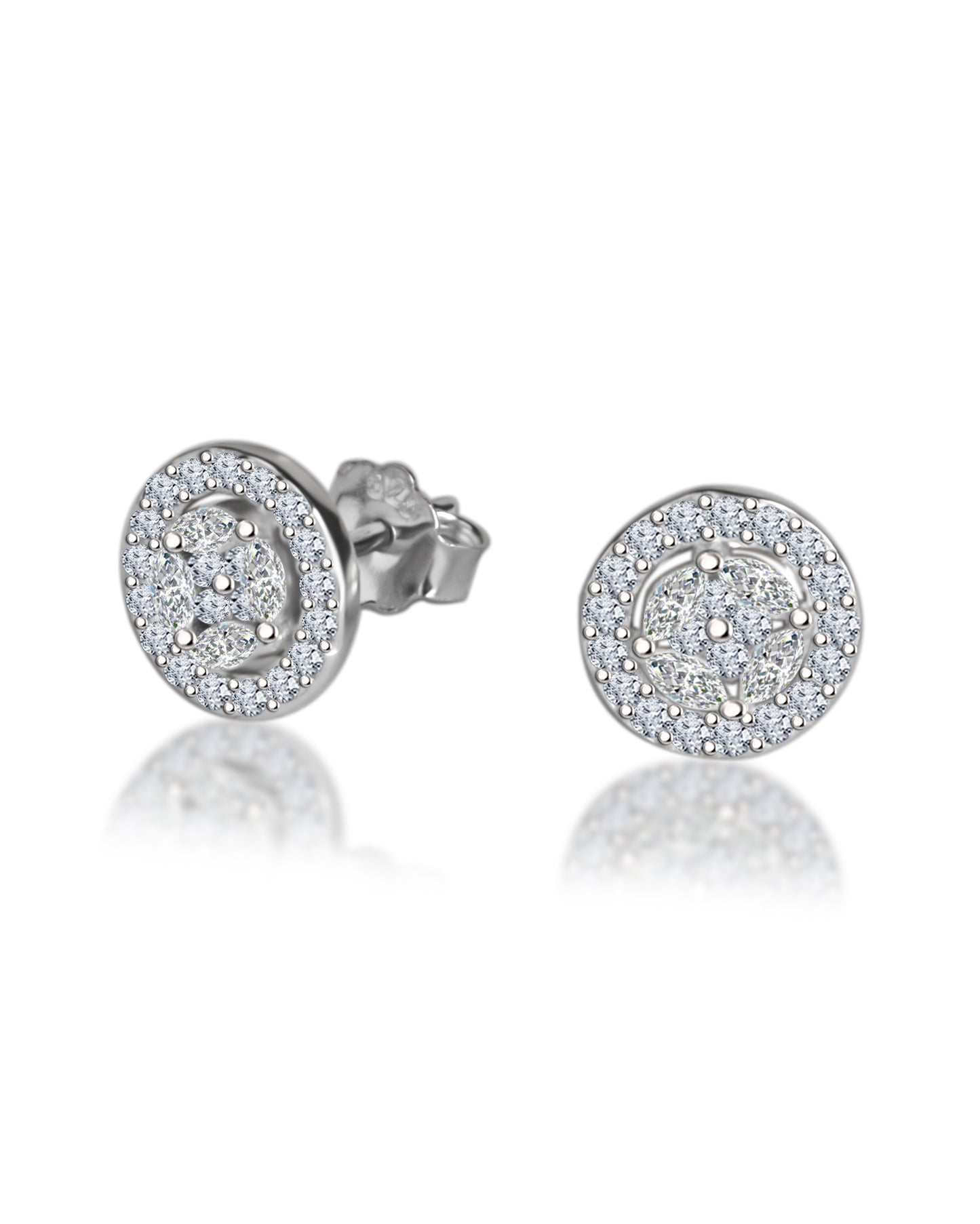 Silver Round Dazzling 925 Sterling Silver Earrings