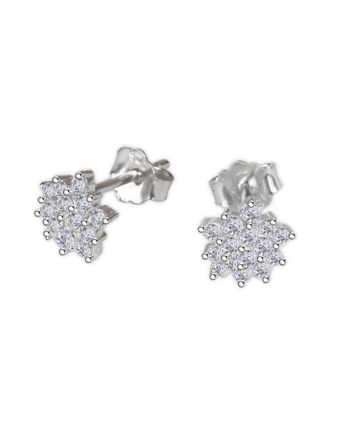 Silver Marigold Floral Studs 925 Sterling Silver Earrings