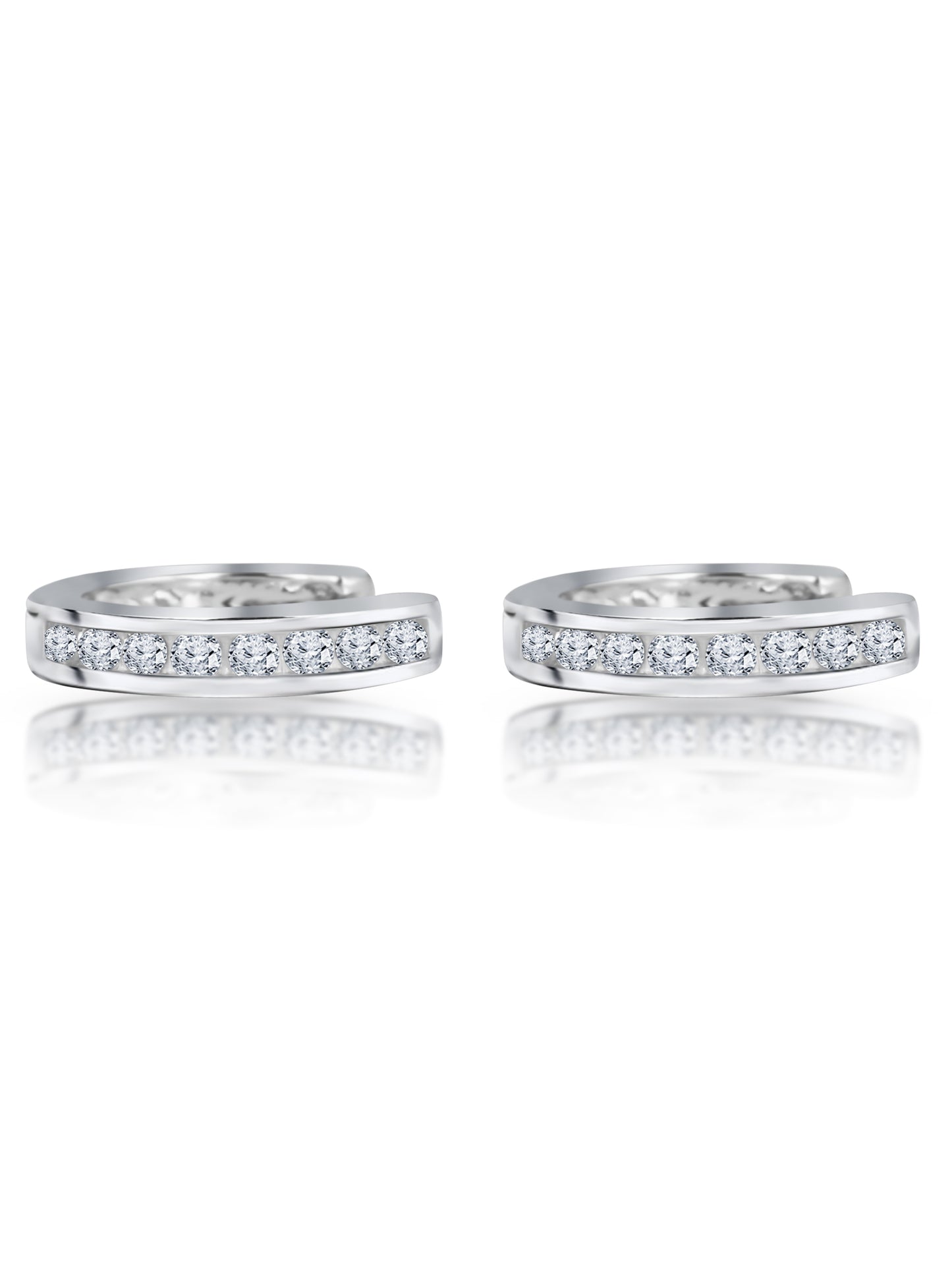 Silver Half Classic Studded Bali (3 mm) 925 Sterling Silver Earrings