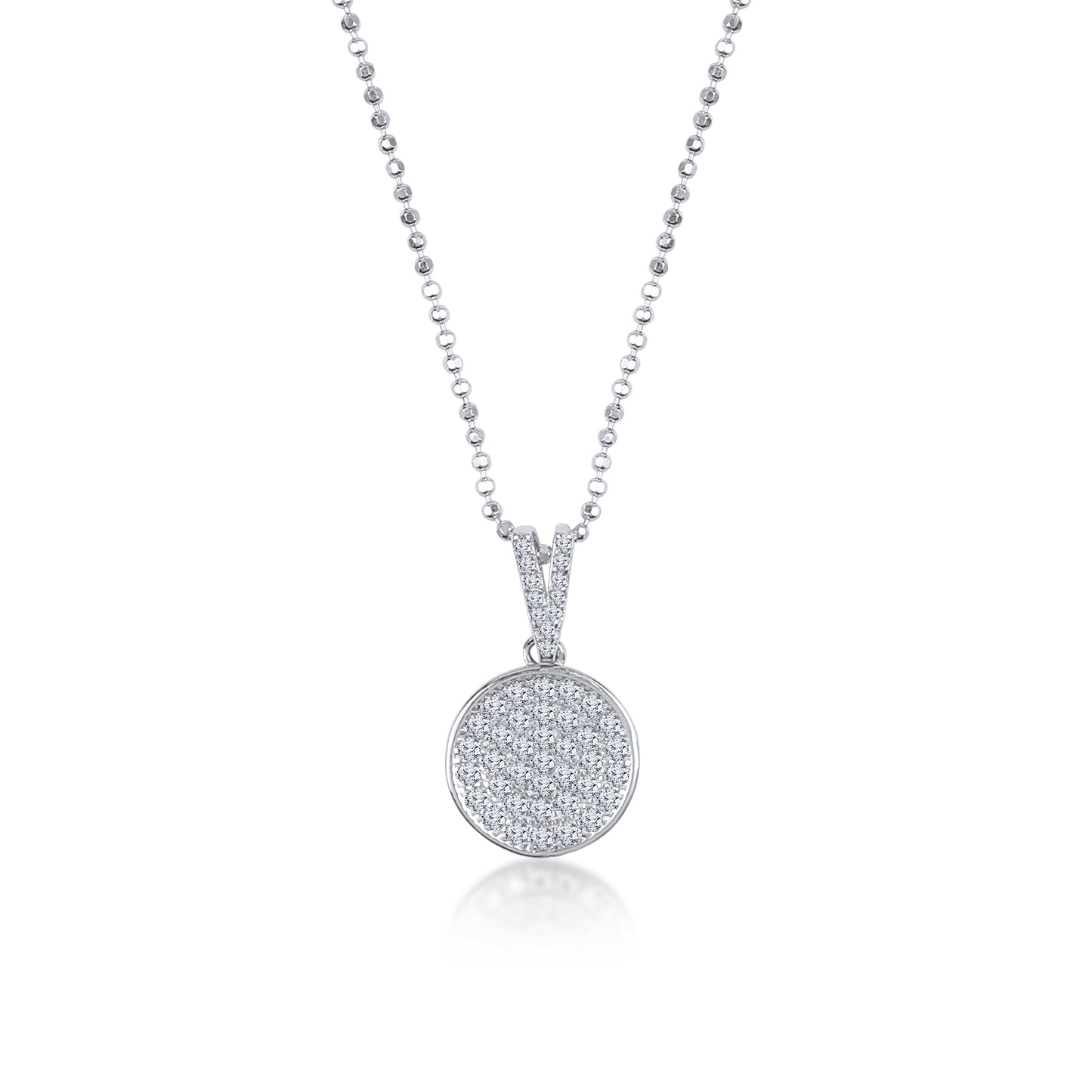 Silver Dazzling Round 925 Sterling Silver Necklace and Earring Set