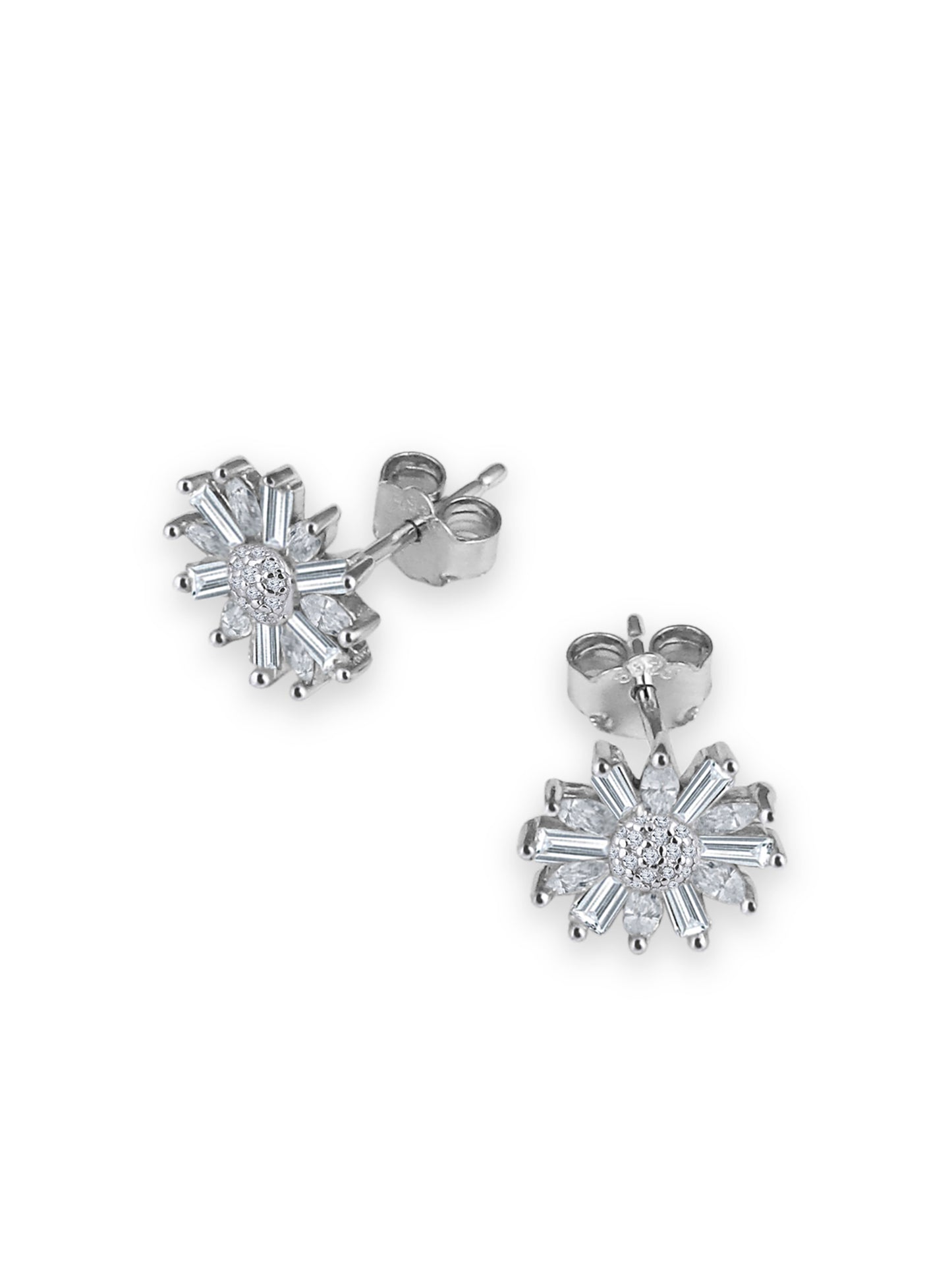Silver Dazzling Floral Studs 925 Sterling Silver Earrings