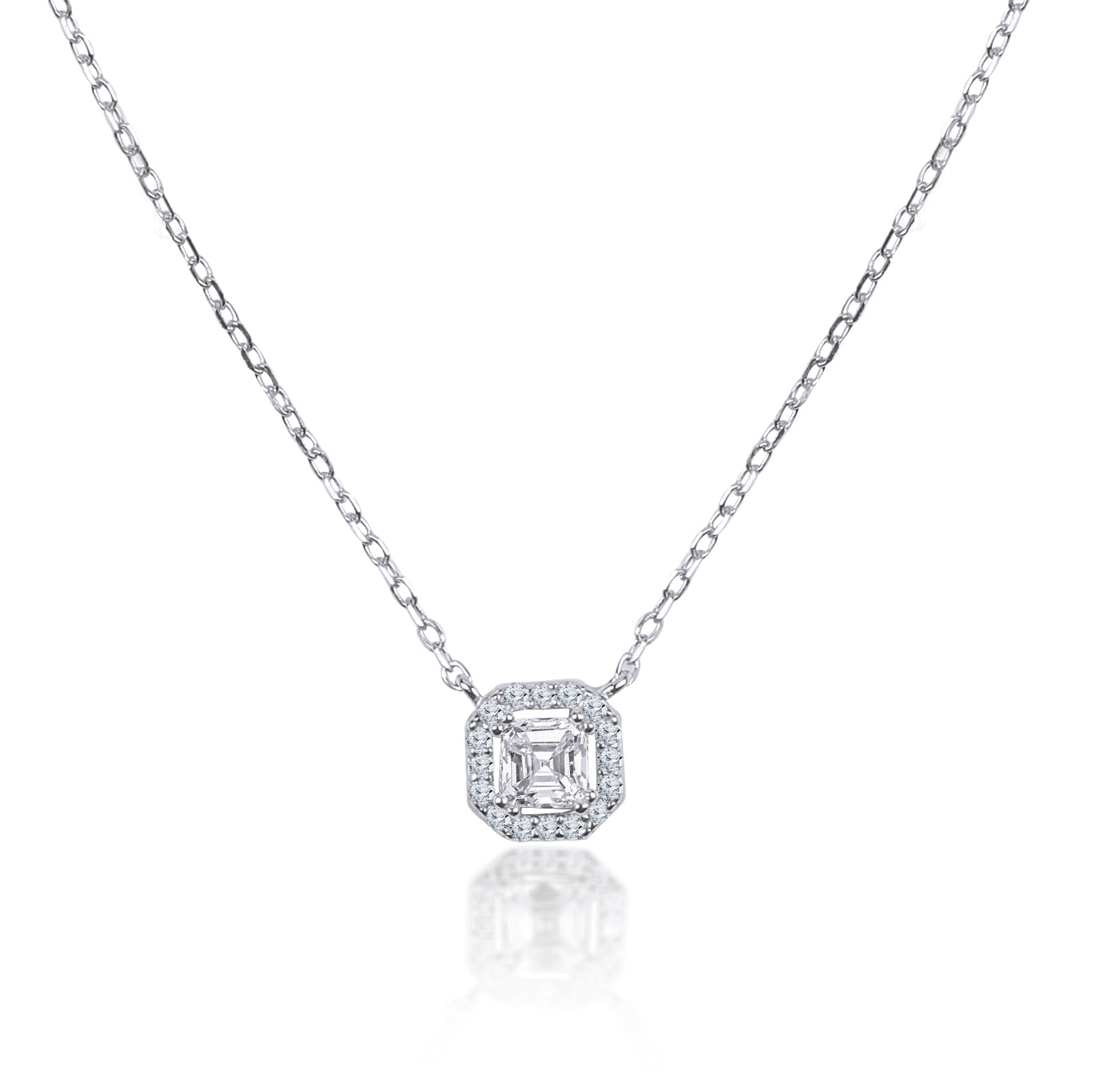 Silver Everyday Studded Solitare 925 Sterling Silver Necklace and Earring Set for women