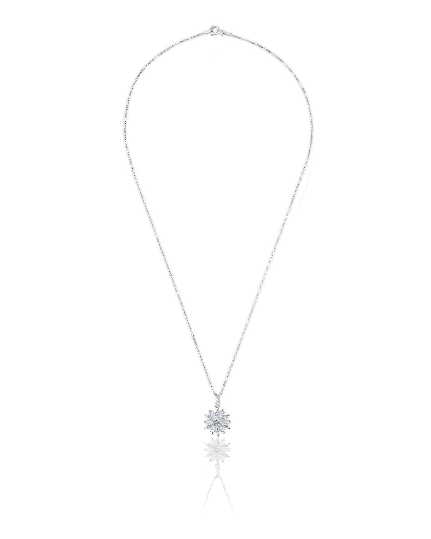 Silevr Dazzling Floral 925 Sterling Silver Necklace and Earring Set