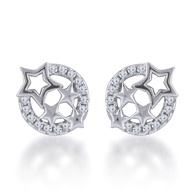 Silver Stars in the Sky 925 Sterling Silver Necklace and Earring Set