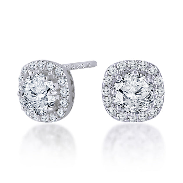 Silver Classic Studded Solitare 925 Sterling Silver Necklace and Earring Set