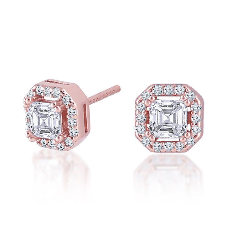 Rose Gold Everyday Studded Solitare 925 Sterling Silver Necklace and Earring Set