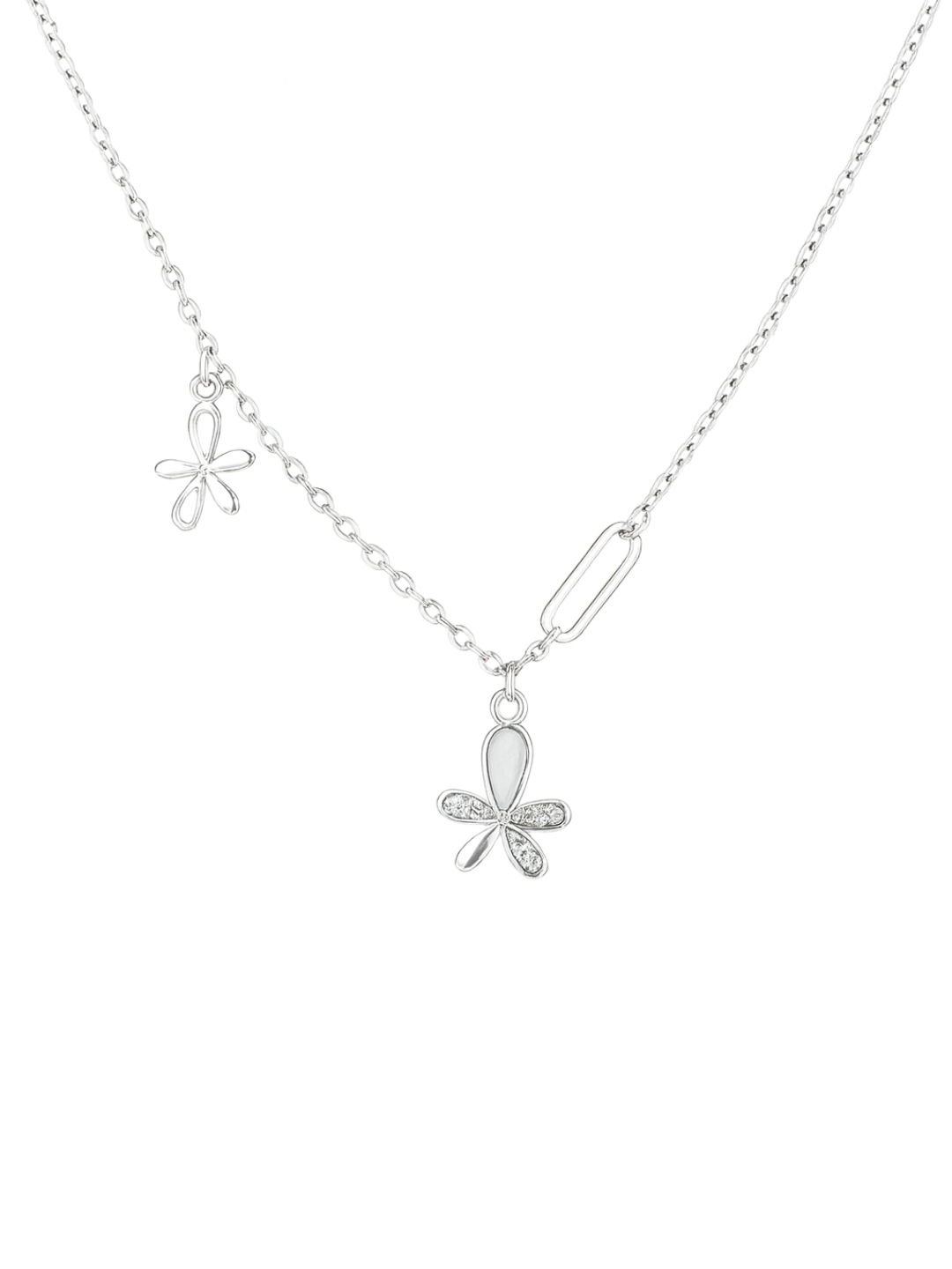 Twin Bloom Daisy 925 Sterling Silver Floral Pendant Necklace for Women