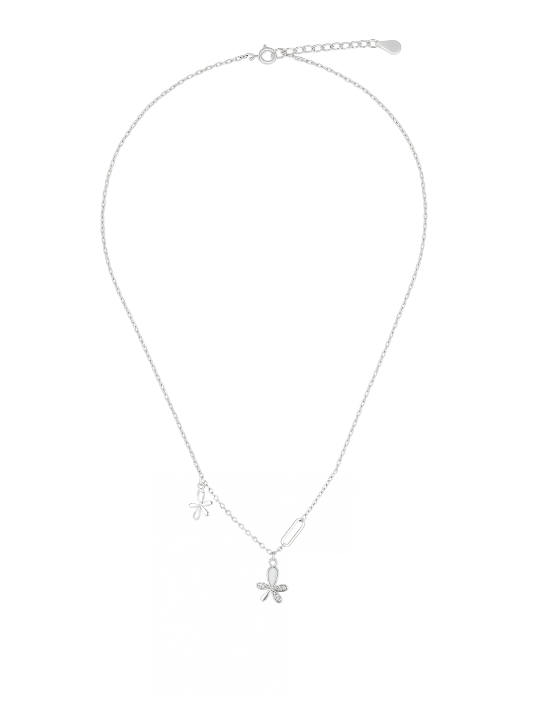 Twin Bloom Daisy 925 Sterling Silver Floral Pendant Necklace for Women