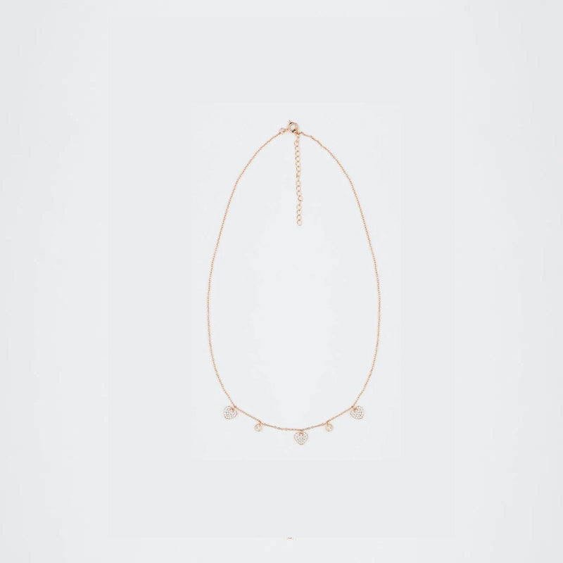 Silver Studded Three Heart Rose Gold 925 Sterling Silver Necklace
