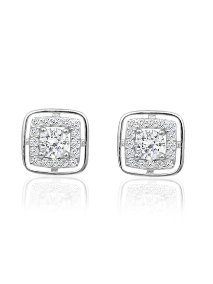 Silver Square Studded studs 925 Sterling Silver Earrings