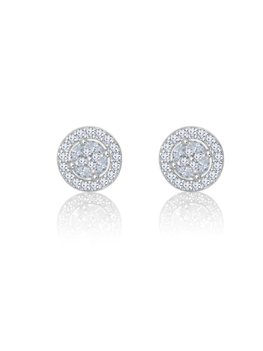 Silver Round Dazzling 925 Sterling Silver Earrings