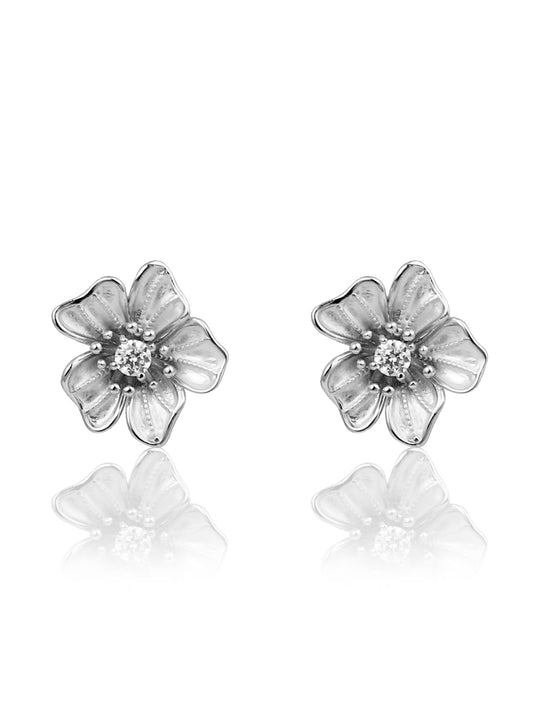 Silver Blossom Floral Studs 925 Sterling Silver Earrings