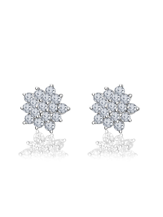 Silver Marigold Floral Studs 925 Sterling Silver Earrings