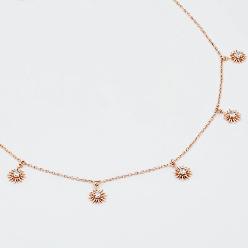 Rose Gold Sunshine Charms 925 Sterling Silver Necklace