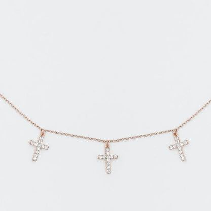 Silver Holy Cross Studded Charm 925 Sterling Silver Necklace