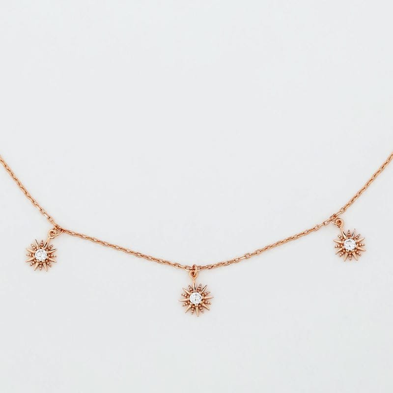 Rose Gold Sunshine Charms 925 Sterling Silver Necklace