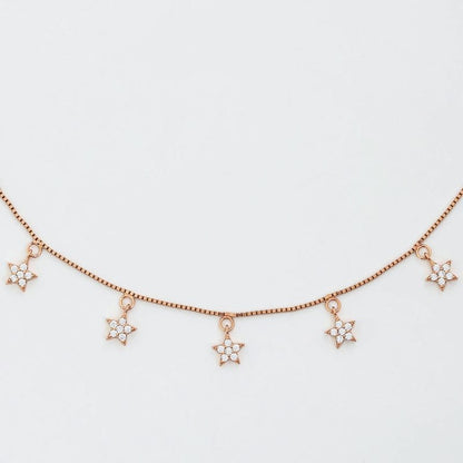 Rose Gold Shine Like A Star 925 Sterling Silver Necklace