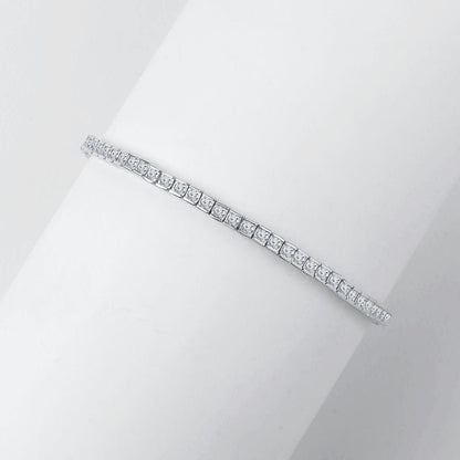 Silver Square Cut Solitaire Tennis 925 Sterling Silver Bracelet