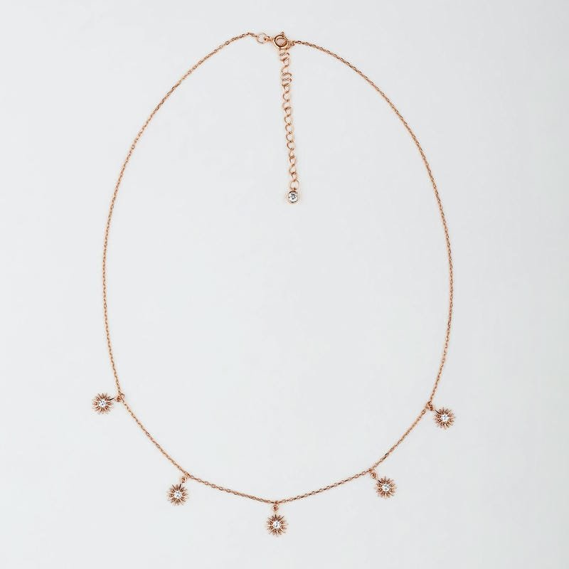 Rose Gold Sunshine Charms 925 Sterling Silver Necklace