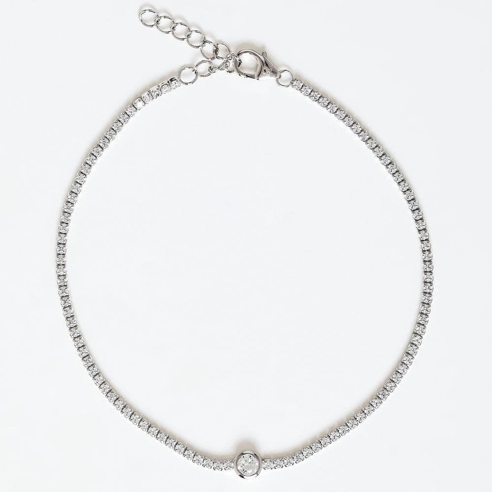 Silver Circle Solitaire 925 Sterling Silver Tennis Bracelet