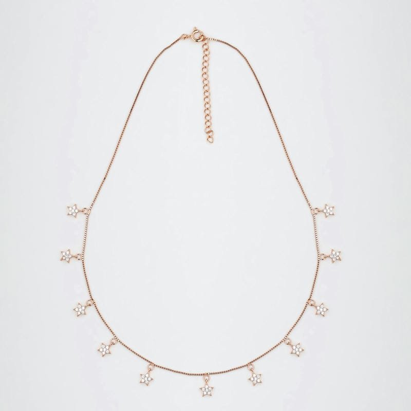 Rose Gold Shine Like A Star 925 Sterling Silver Necklace