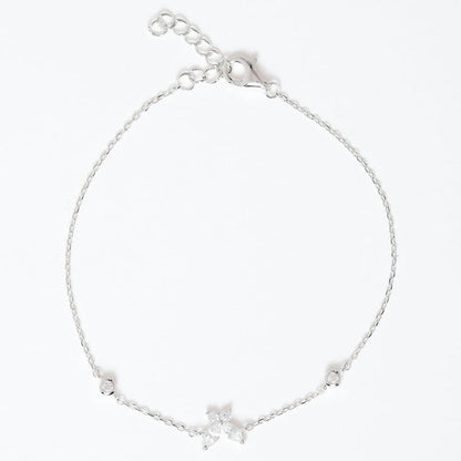 Silver White Crystal Butterfly 925 Sterling Silver Bracelet