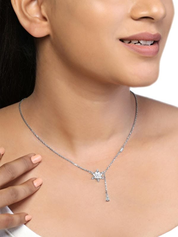 Silver Snowflake Chain Pendent 925 Sterling Silver Necklace