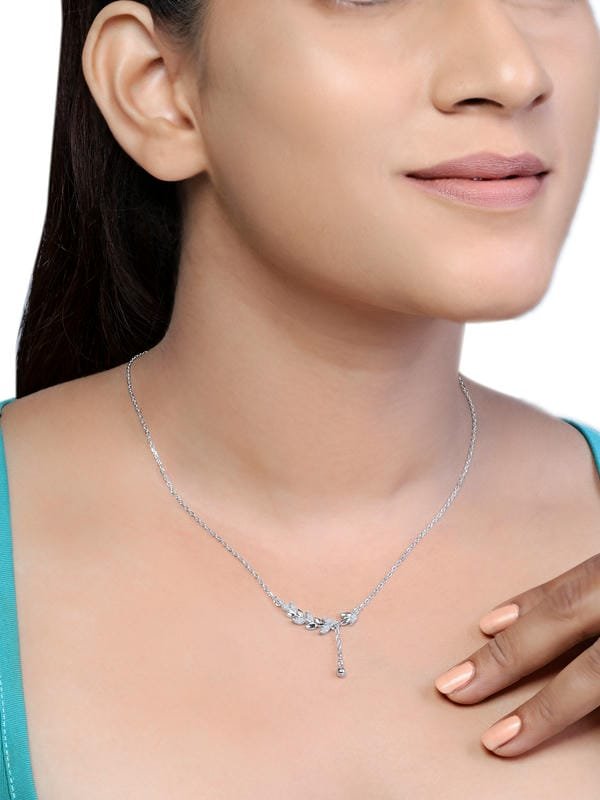 Silver Leaf Chain Pendent 925 Sterling Silver Necklace