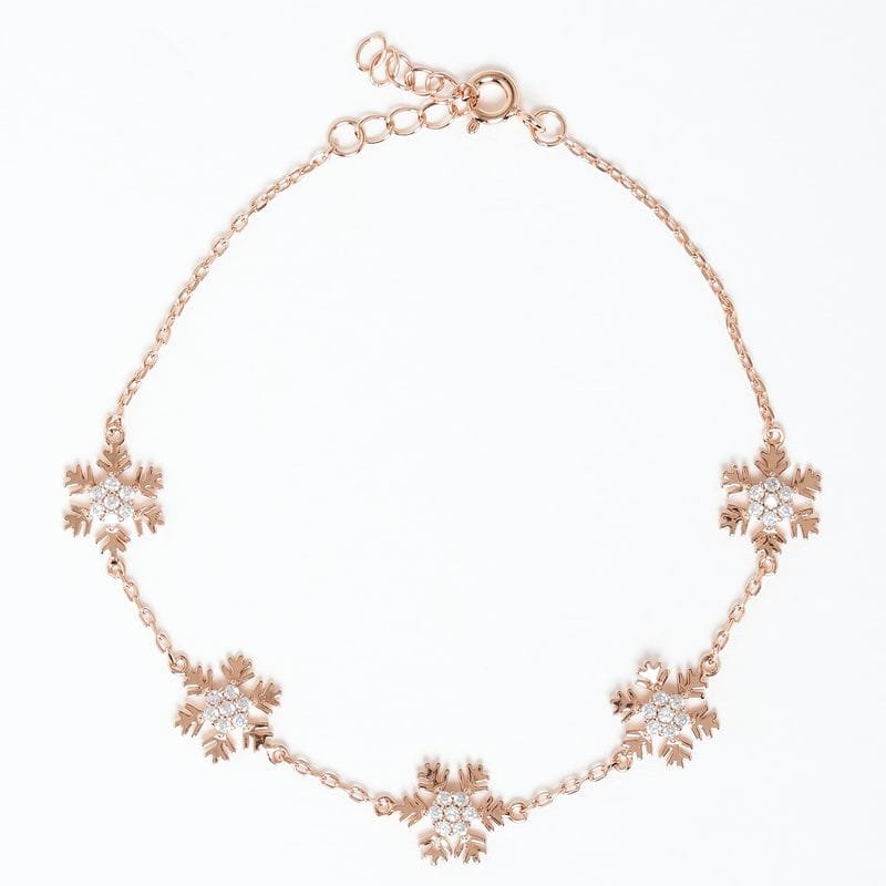 Rose gold Snowflake Charms 925 Sterling Silver Bracelet