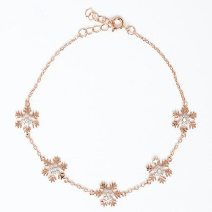 Rose gold Snowflake Charms 925 Sterling Silver Bracelet