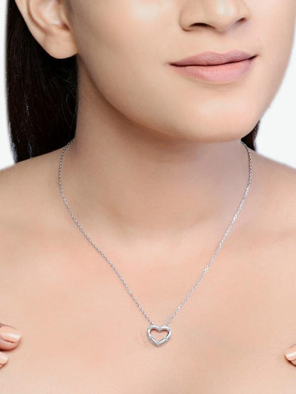 Silver Silver Halo Heart Chain Pendent 925 Sterling Silver Necklace