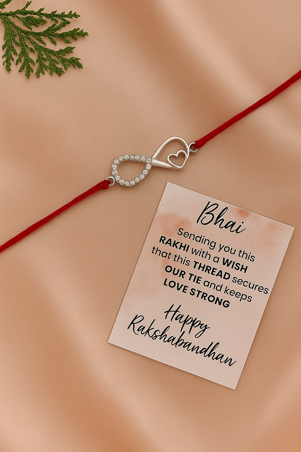 925 Sterling Silver Infinity heart Rakhi for Brother