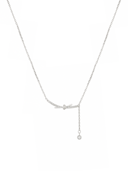 Bar Drop  Knot Line 925 Sterling Silver Necklace For Women