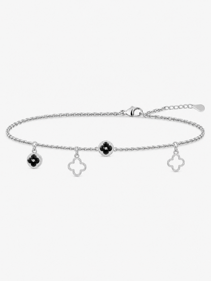 Silver Clover Leaf charm 925 Sterling Silver Bracelet