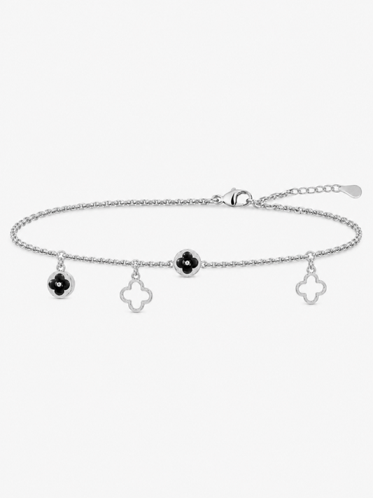 Silver Clover Leaf charm 925 Sterling Silver Bracelet