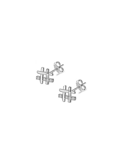 Silver Ticktac Studs 925 Sterling Silver Earrings