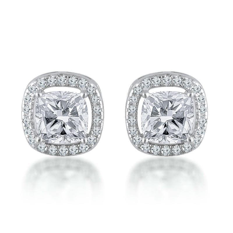 Silver Classic Square Solitaire Studded 925 Sterling Silver Earrings