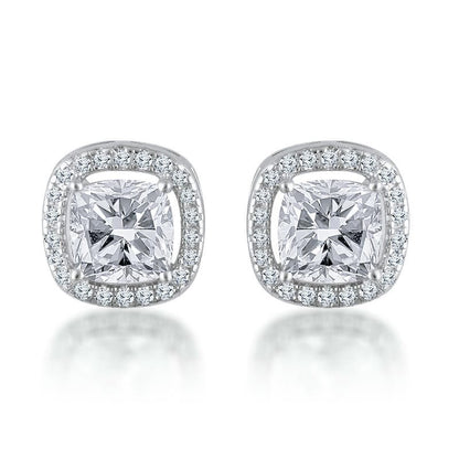 Silver Classic Square Solitaire Studded 925 Sterling Silver Earrings